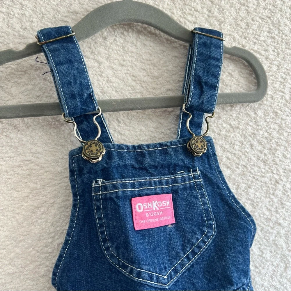 Osh Kosh B’Gosh Vintage Retro Baby Blue Denim Overalls Dress‎ Toddler Size 3T